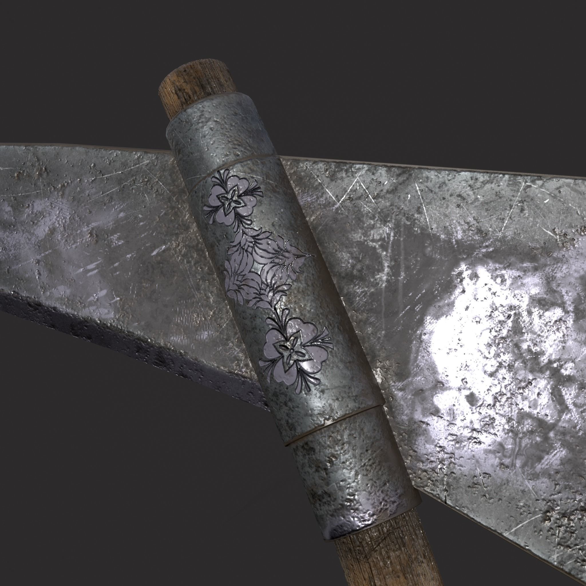 Medieval Scythe Low-poly 3D model_7