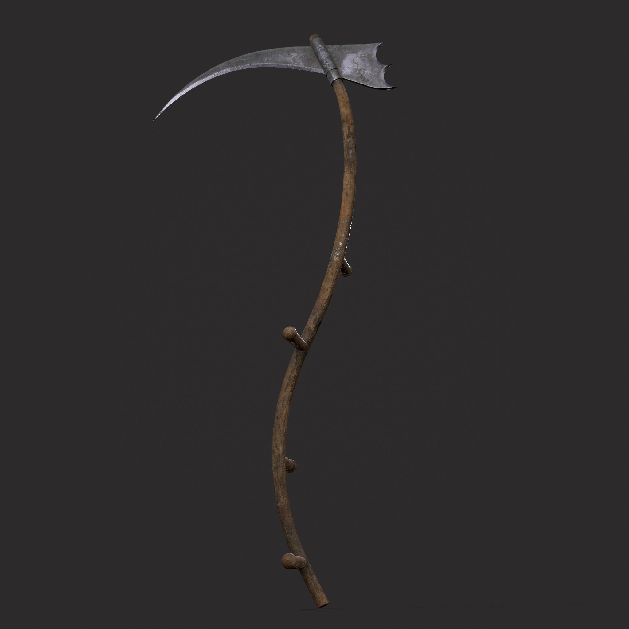 Medieval Scythe Low-poly 3D model_3