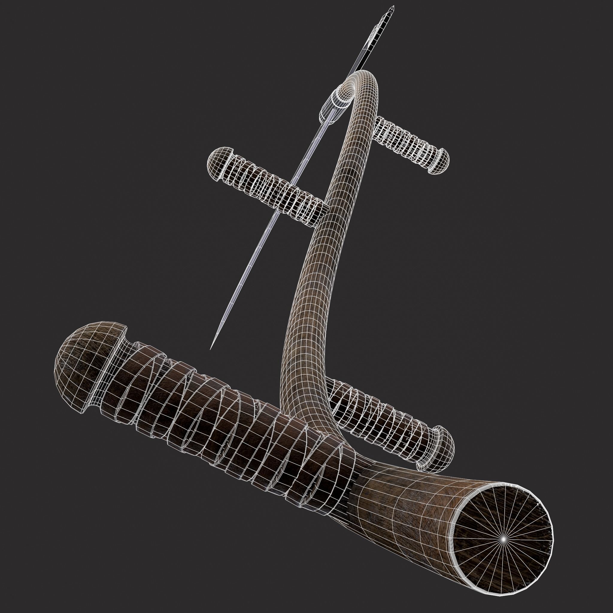 Medieval Scythe Low-poly 3D model_22
