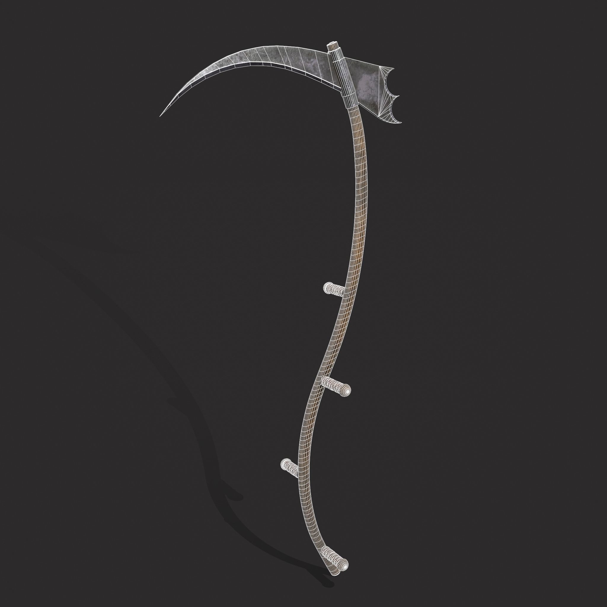 Medieval Scythe Low-poly 3D model_24