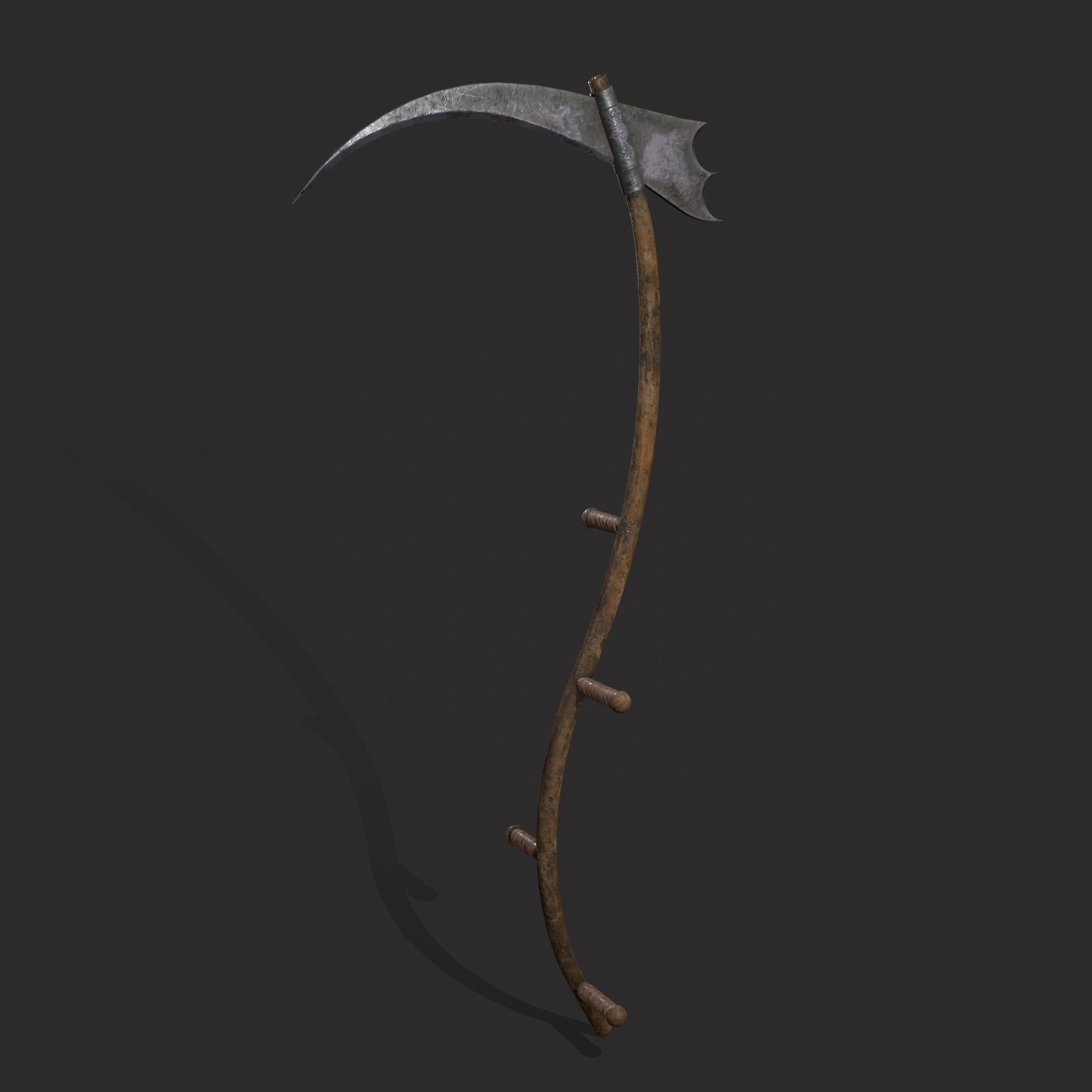 Medieval Scythe Low-poly 3D model_23
