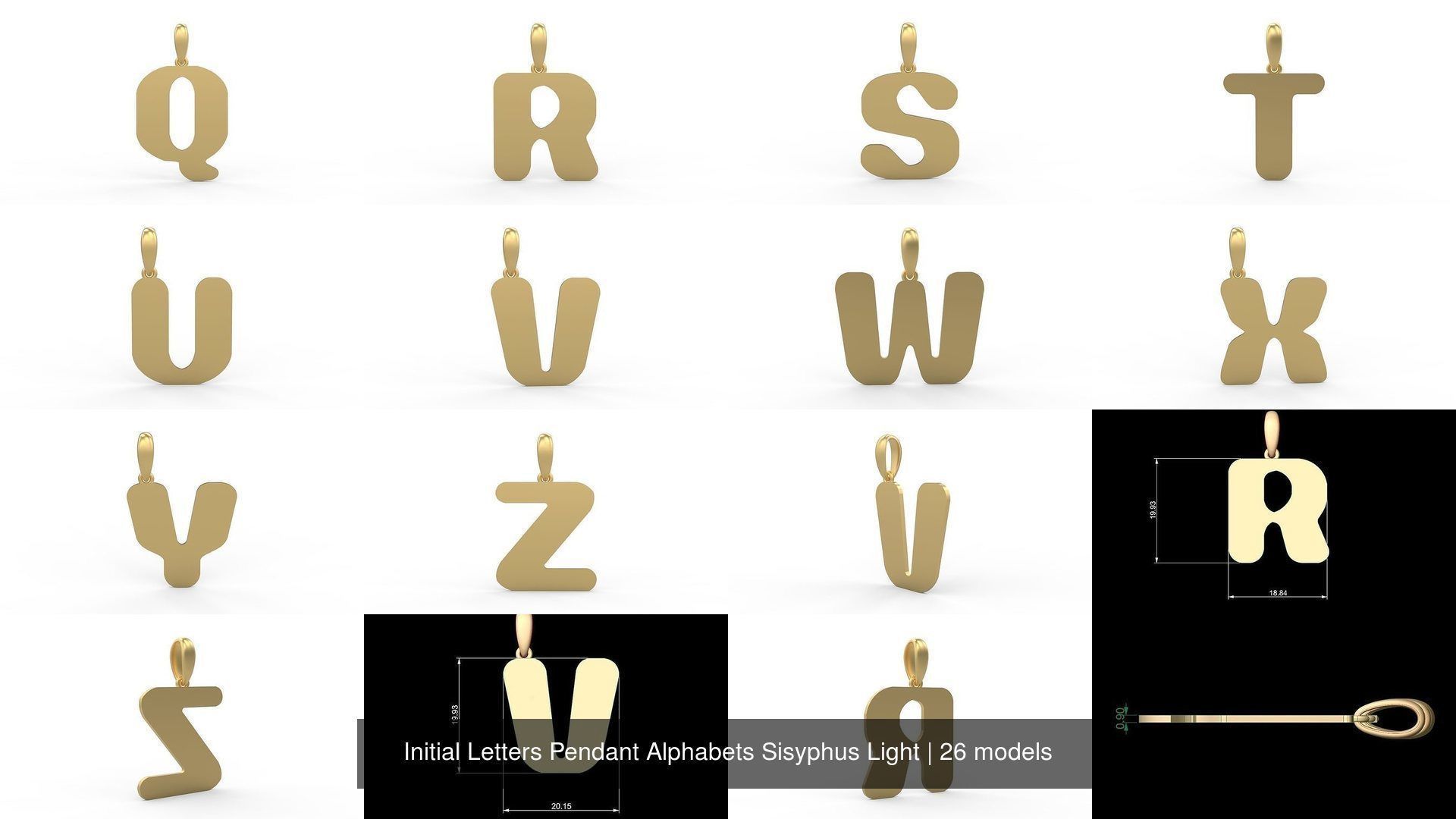 Initial Letters Pendant Alphabets Sisyphus Light 3D Model Collection_1