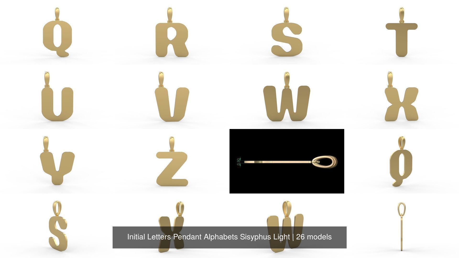 Initial Letters Pendant Alphabets Sisyphus Light 3D Model Collection_2
