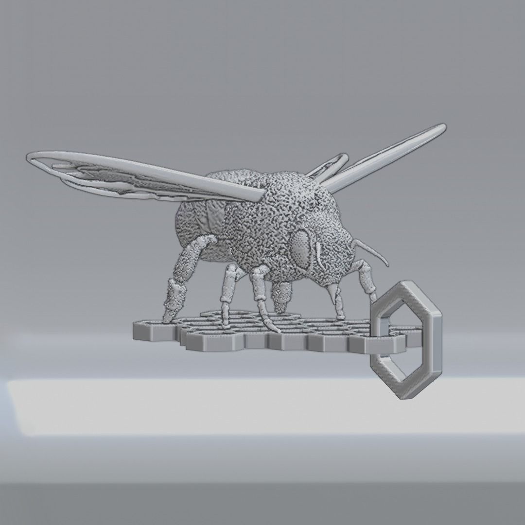 Bee pendant with honey comb 3D print model_3
