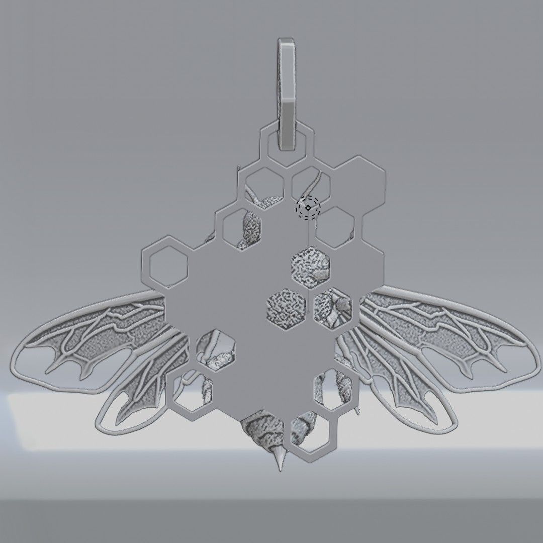 Bee pendant with honey comb 3D print model_6