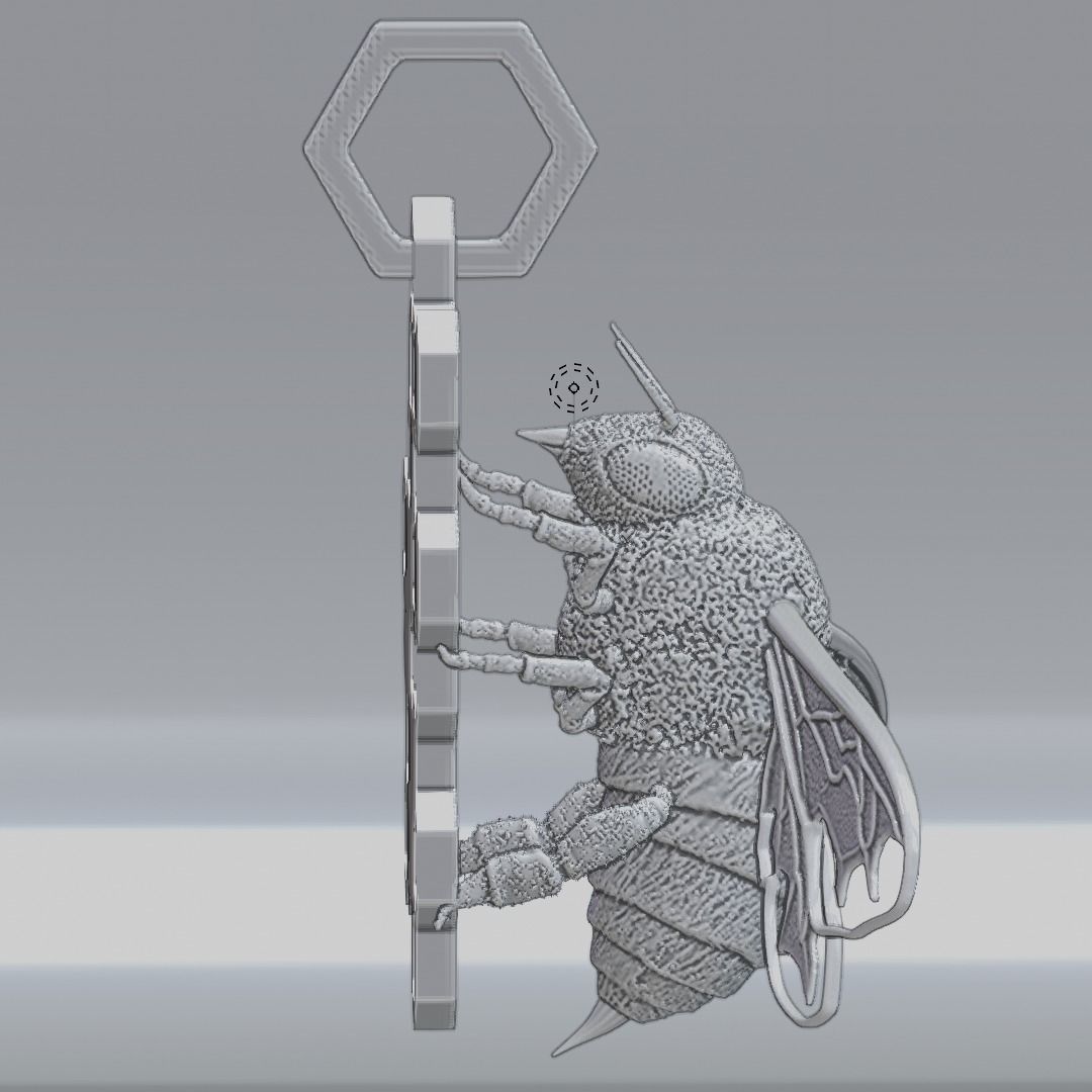 Bee pendant with honey comb 3D print model_5