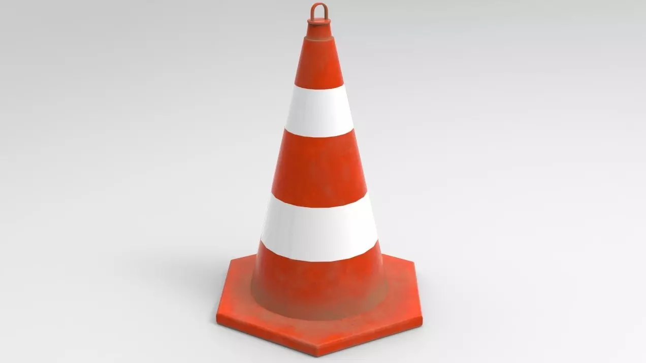 PBR GameReady Cone Model traffic Free low-poly 3D model