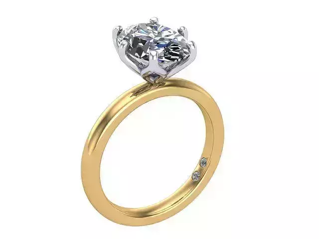 Silver and Golden Solitaire Diamond Ring