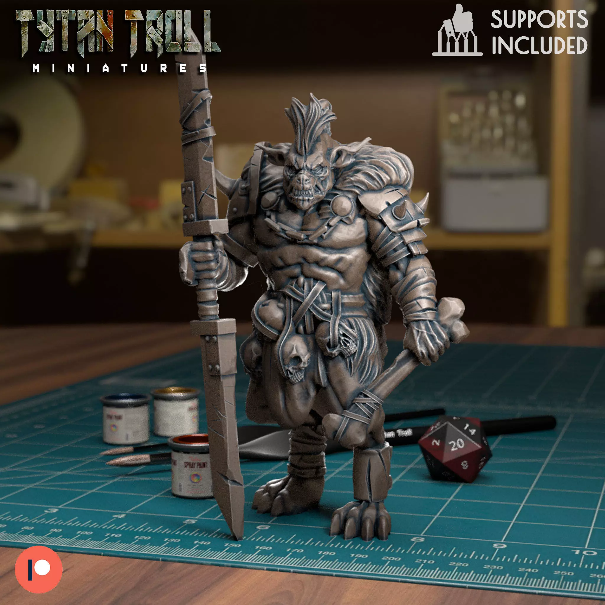 Gnoll Leader - Pre - Supported 3D print model