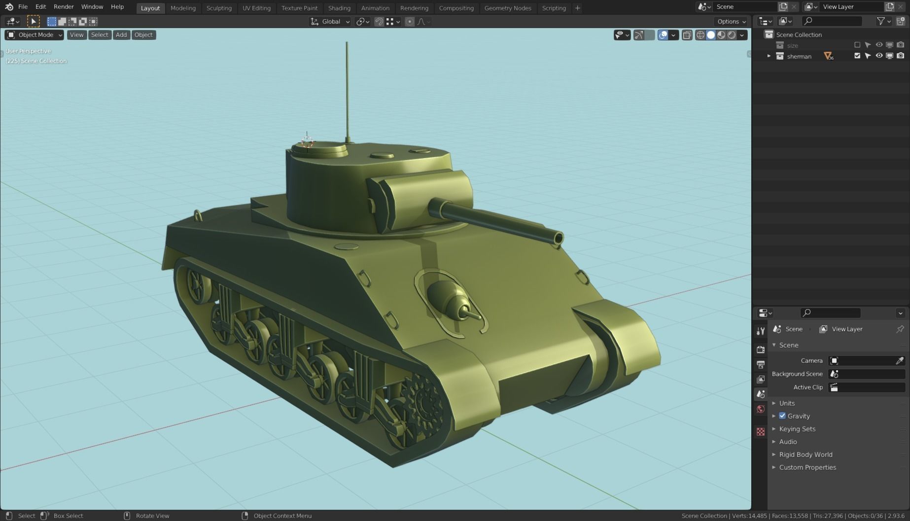 Sherman Tank Base Mesh Low-poly 3D model_5