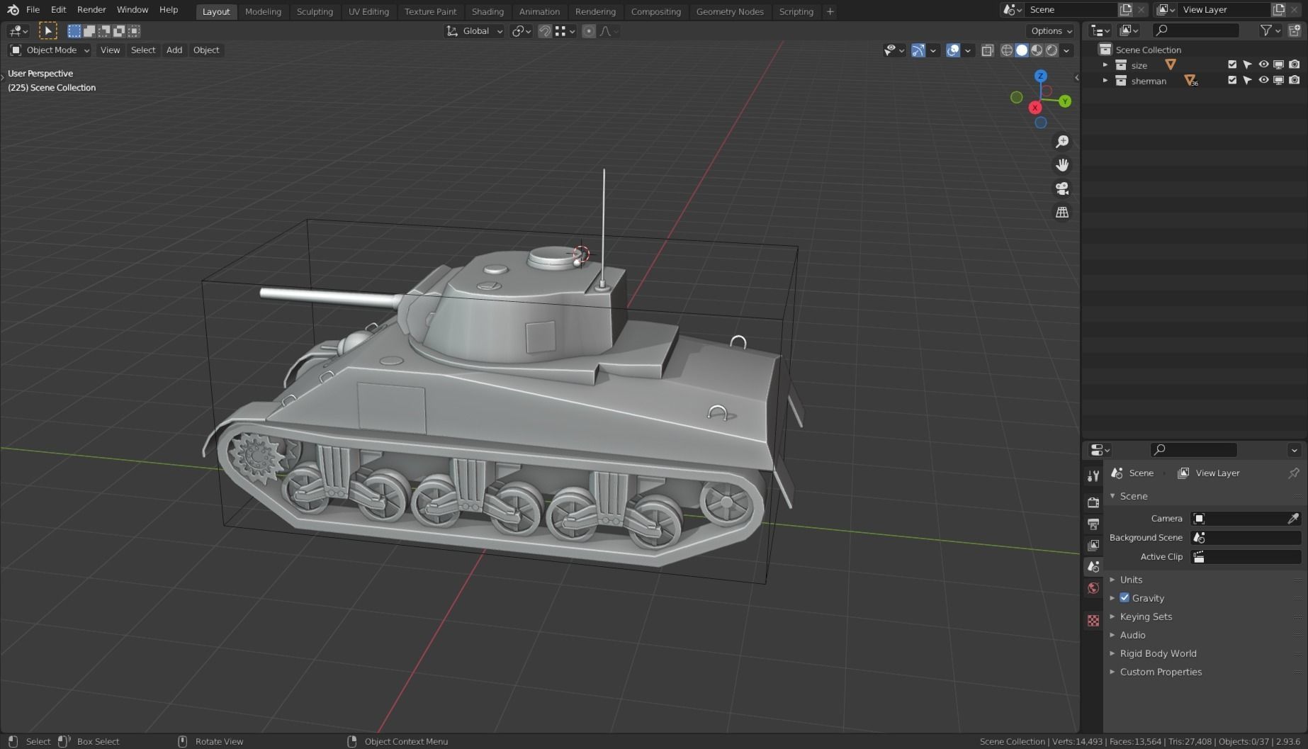 Sherman Tank Base Mesh Low-poly 3D model_15