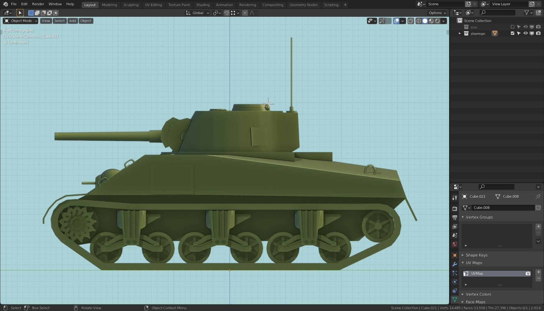 Sherman Tank Base Mesh Low-poly 3D model_6
