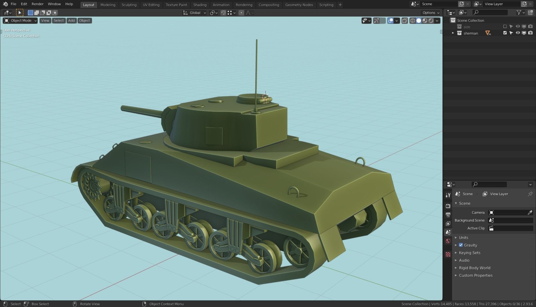 Sherman Tank Base Mesh Low-poly 3D model_2