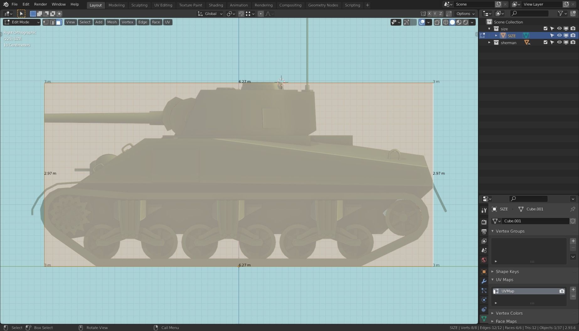 Sherman Tank Base Mesh Low-poly 3D model_8