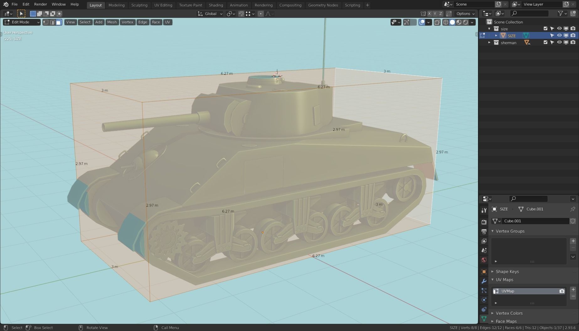 Sherman Tank Base Mesh Low-poly 3D model_9