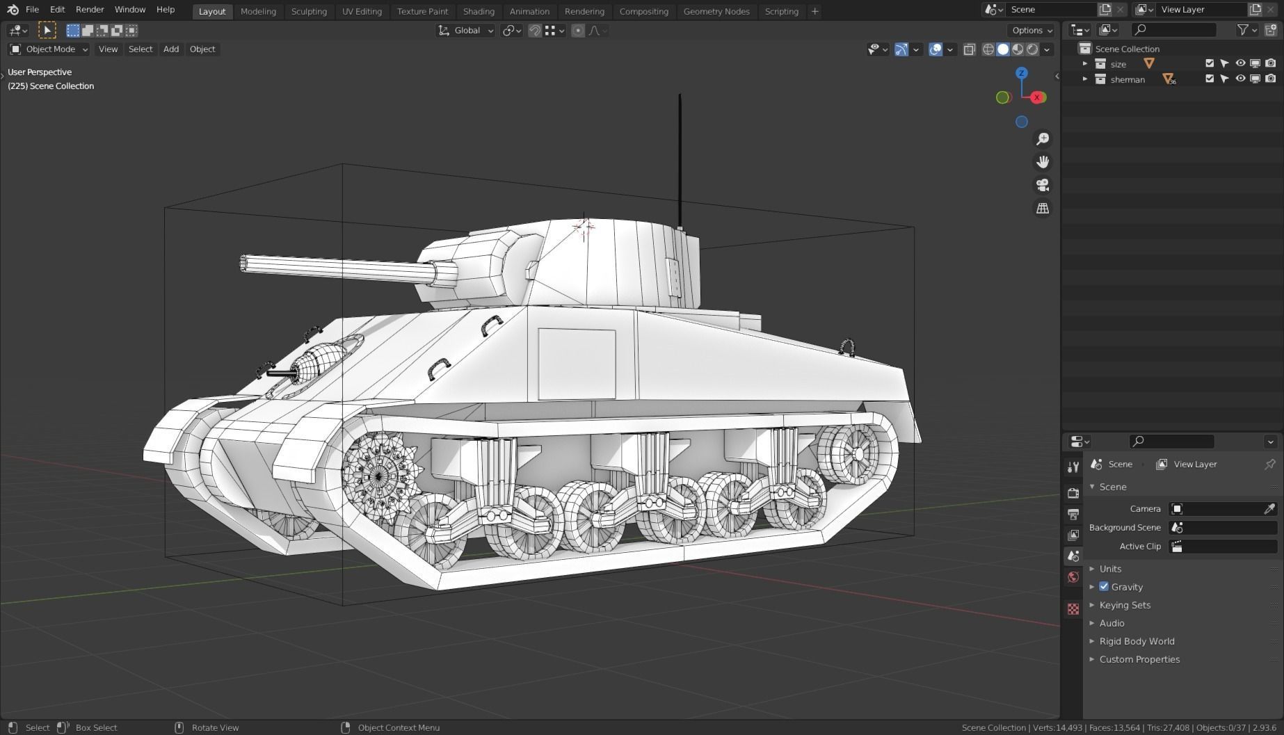 Sherman Tank Base Mesh Low-poly 3D model_12