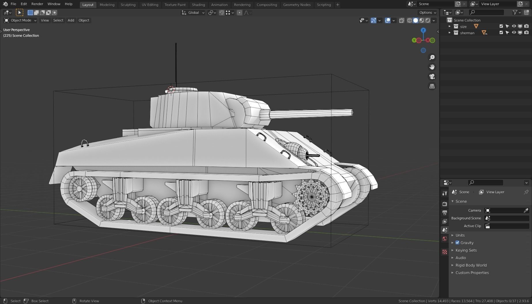 Sherman Tank Base Mesh Low-poly 3D model_11