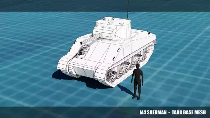 Sherman Tank Base Mesh Low-poly 3D model