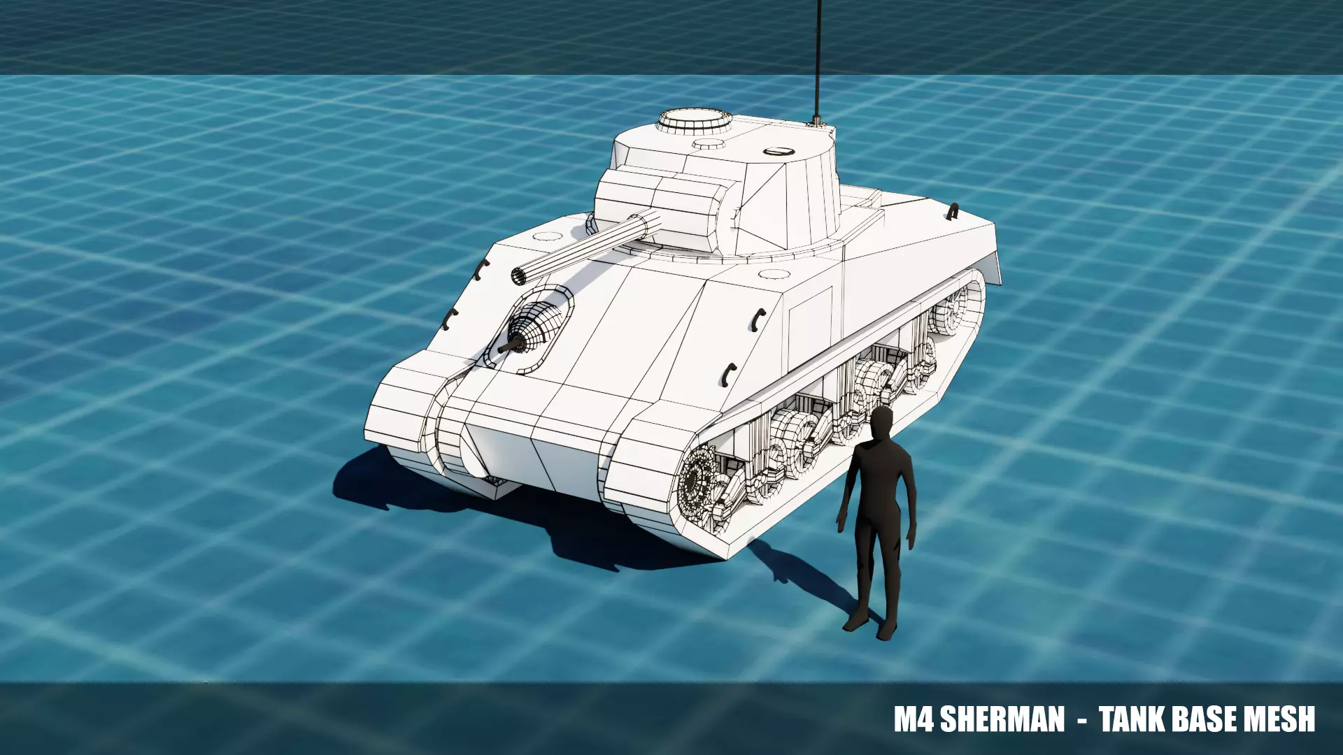 Sherman Tank Base Mesh Low-poly 3D model_0