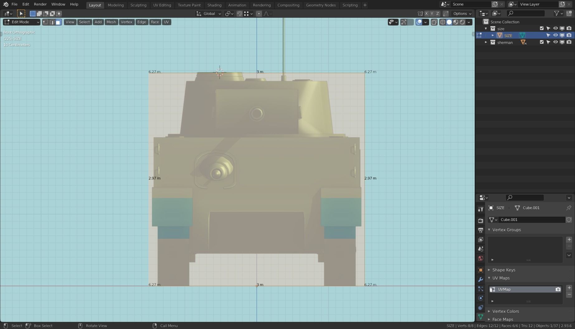 Sherman Tank Base Mesh Low-poly 3D model_7