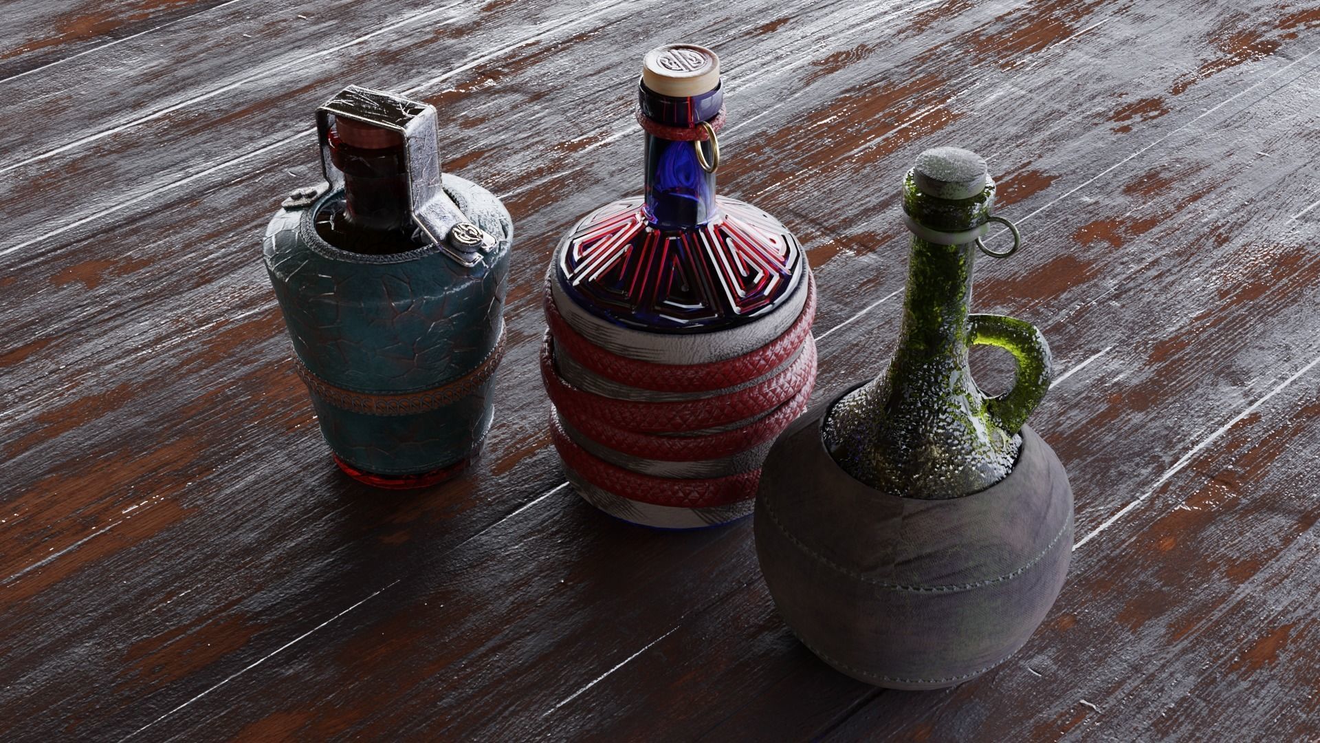 POTIONS bottle with metal handles Low-poly 3D model_1