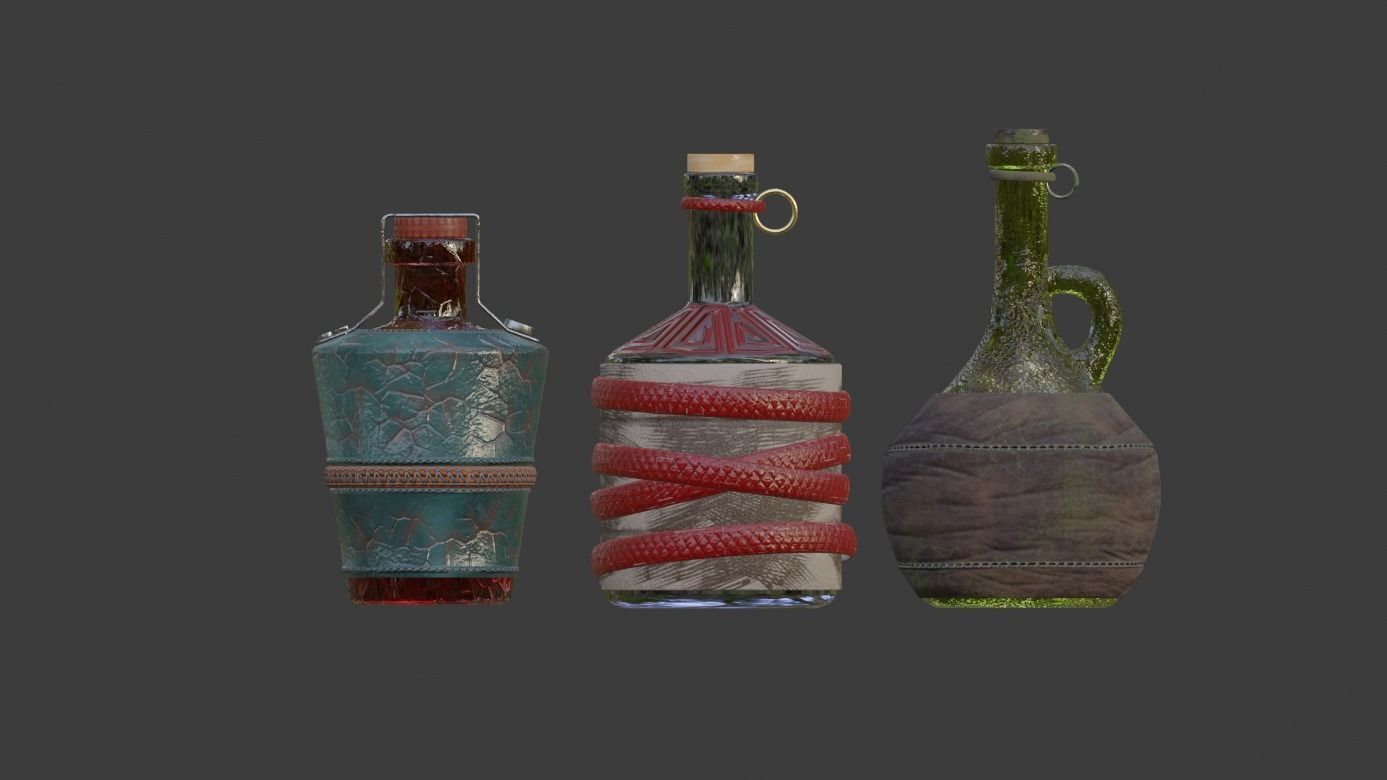 POTIONS bottle with metal handles Low-poly 3D model_2