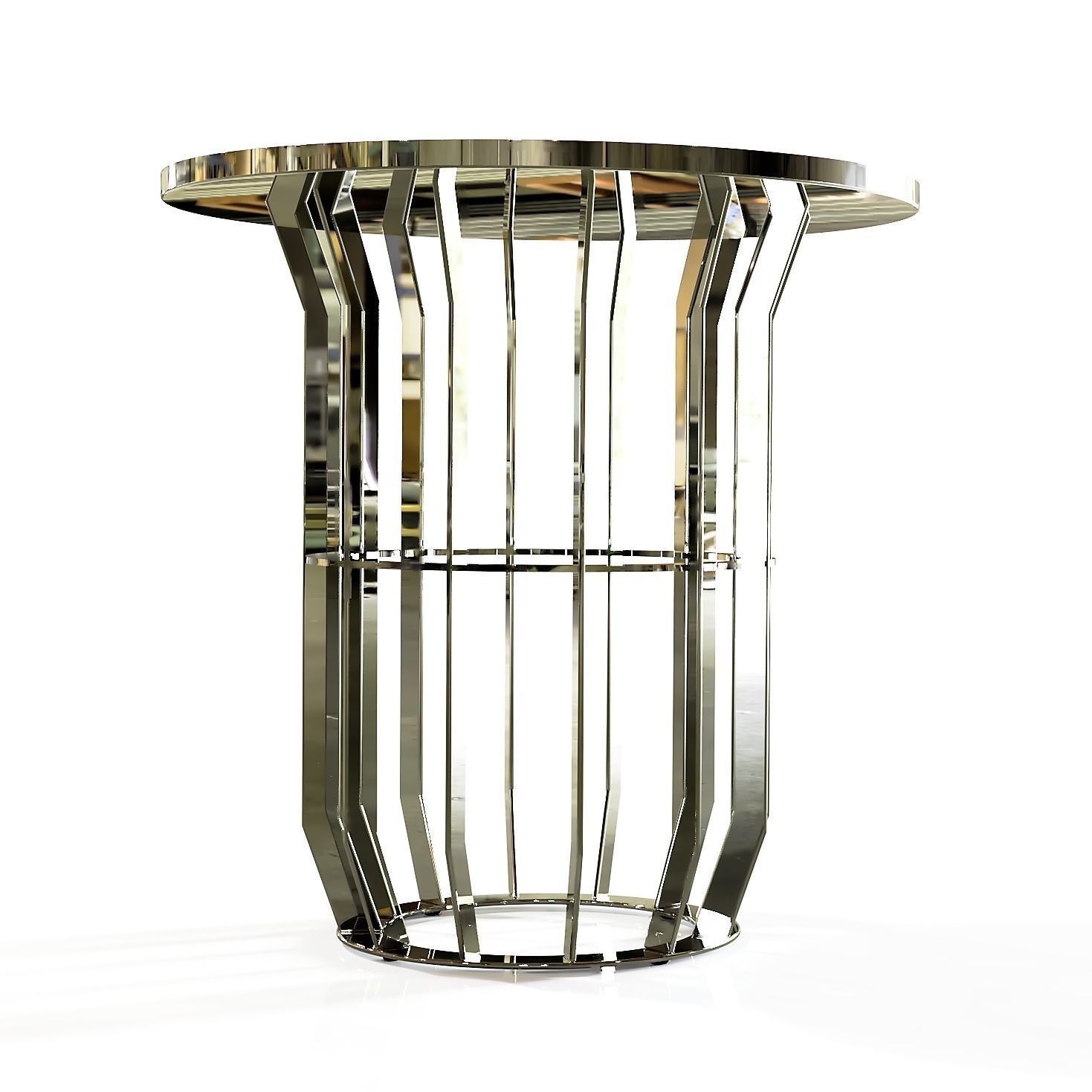 Round side table Portoro marble top 3D model_2