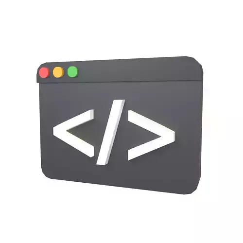 Coding Icon v1 002 Low-poly 3D model