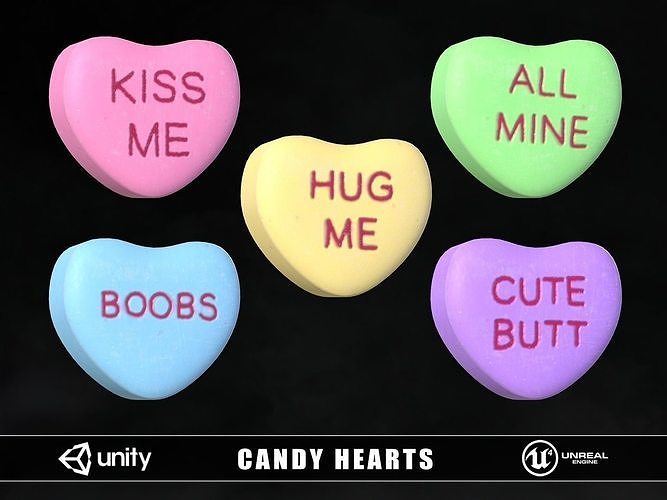 Candy Hearts Low-poly 3D model