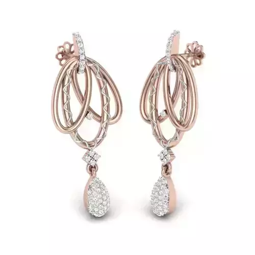 Earring rose gold pendant with diamonds