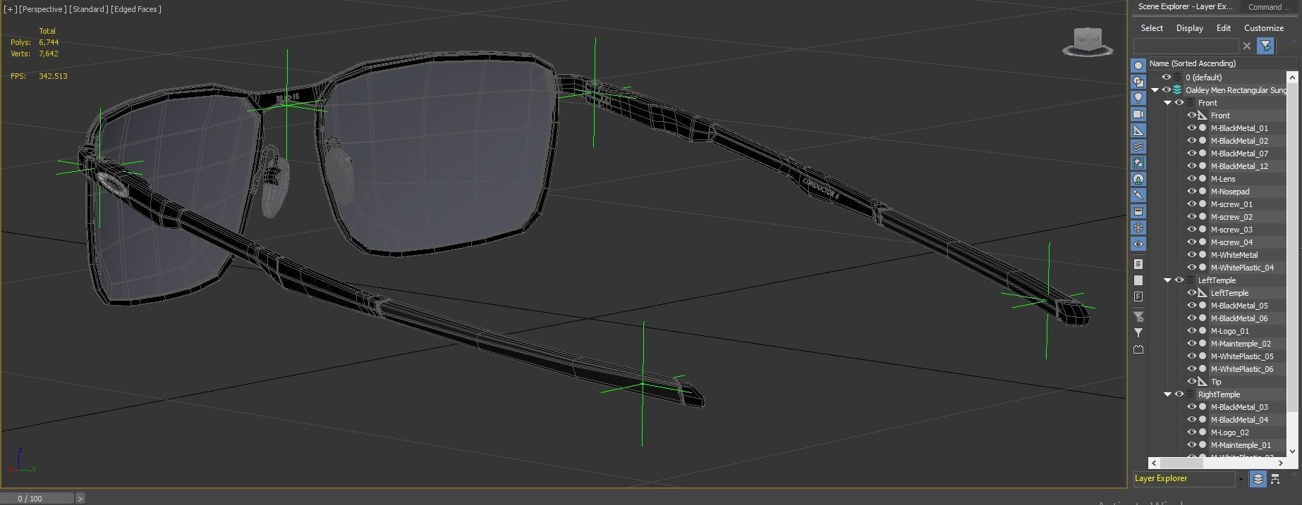 Oakley Men Rectangular Sunglasses Conductor 6-410601 3D model_7