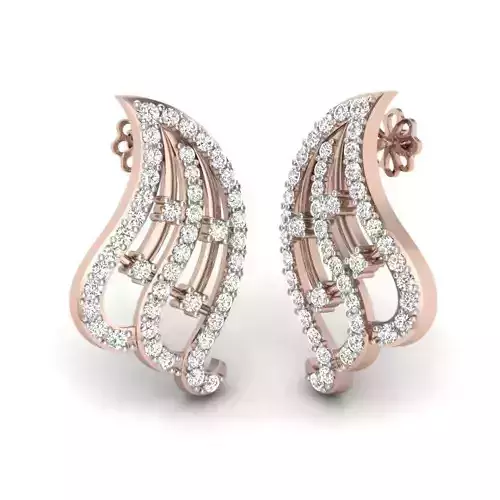 Earrings gold diamond wing ring