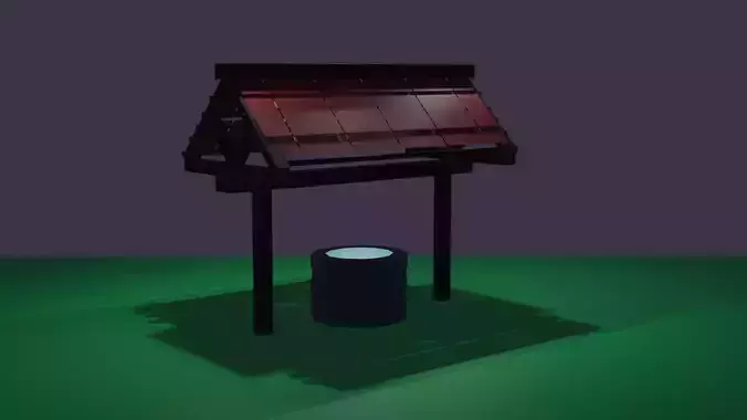 low poly game ready well 3d model lego table with lamp Low-poly 3D model