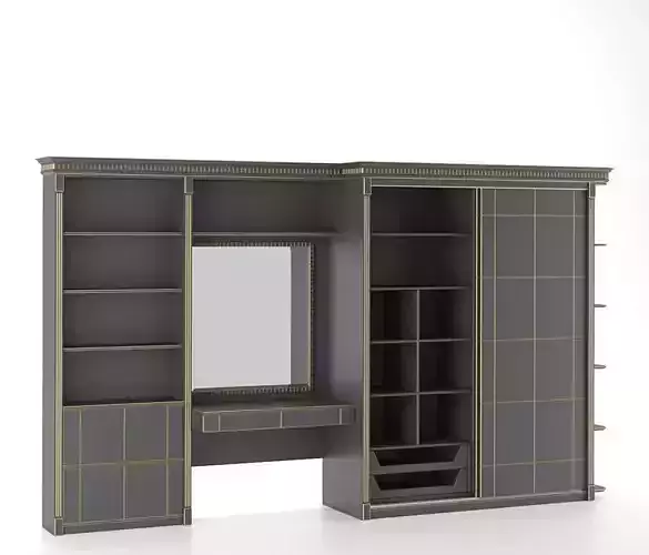 Wardrobe with drawers and mirror