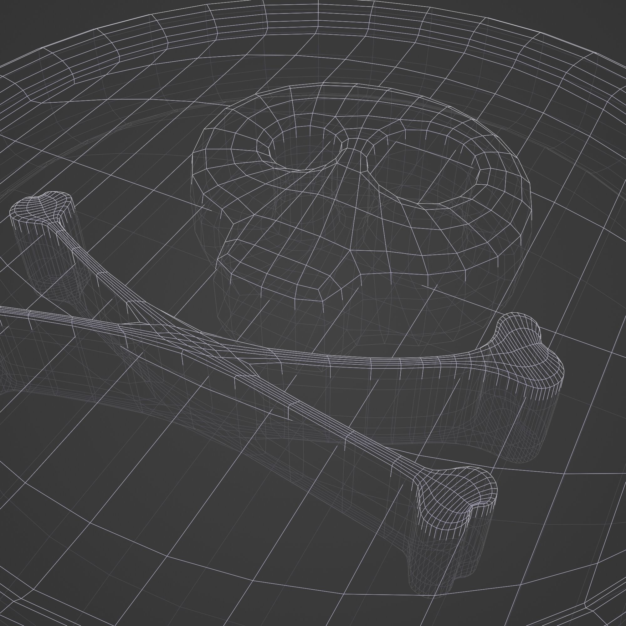 Coin with Pirate Sign as Skull and Bones Low-poly 3D model_12