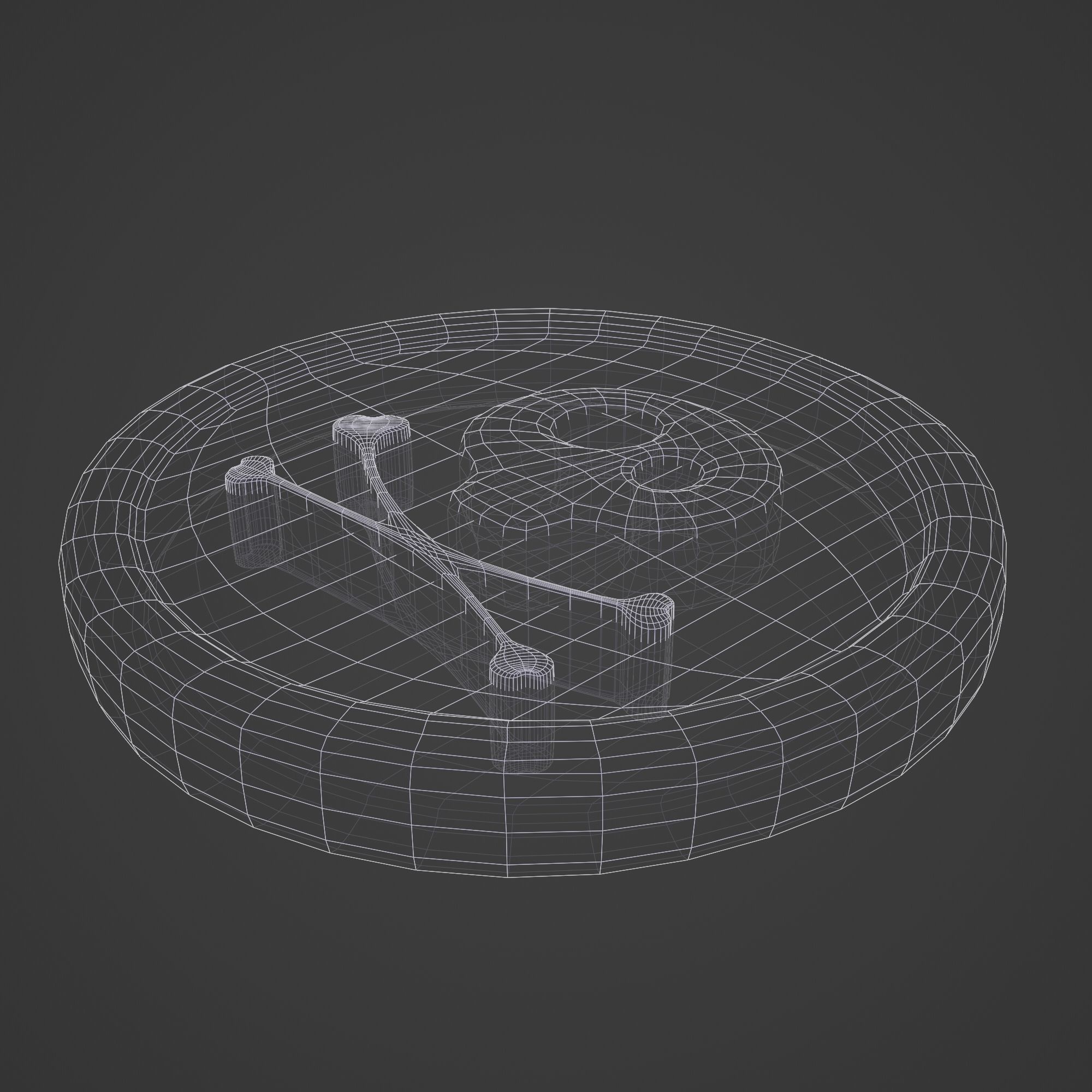 Coin with Pirate Sign as Skull and Bones Low-poly 3D model_9