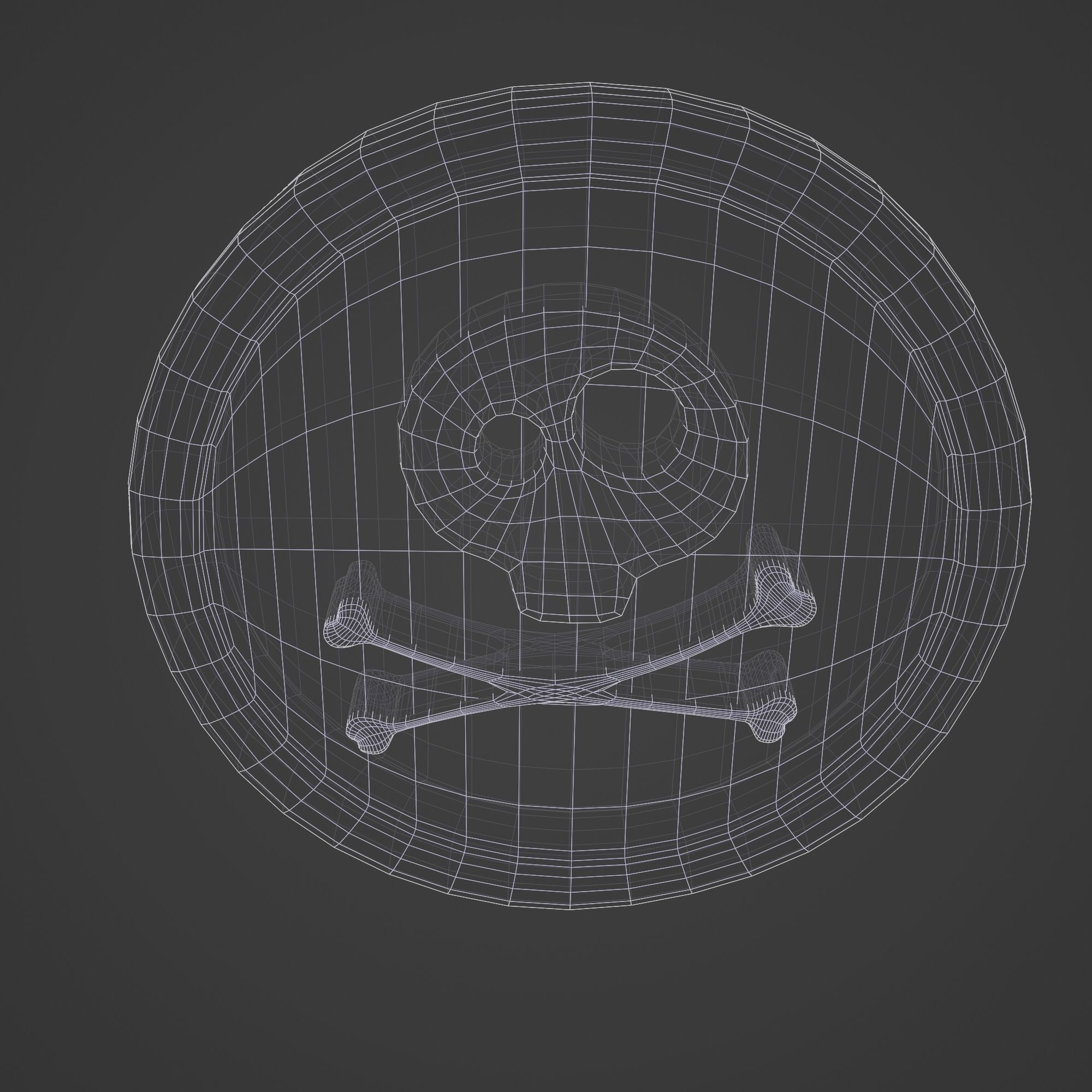 Coin with Pirate Sign as Skull and Bones Low-poly 3D model_11