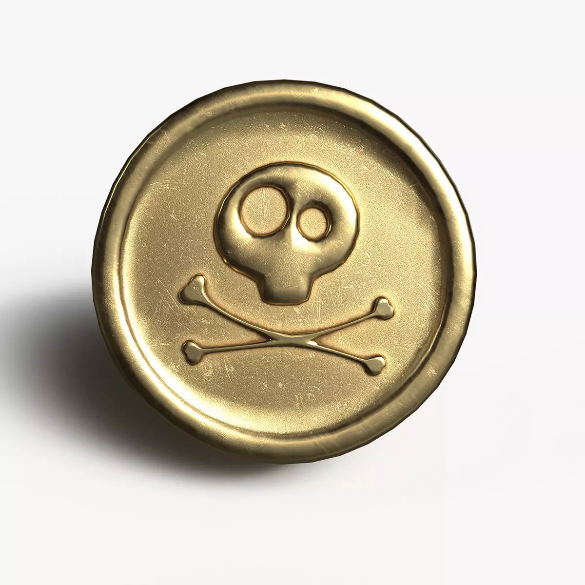 Coin with Pirate Sign as Skull and Bones Low-poly 3D model_0
