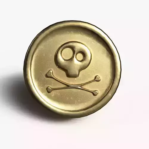 Coin with Pirate Sign as Skull and Bones