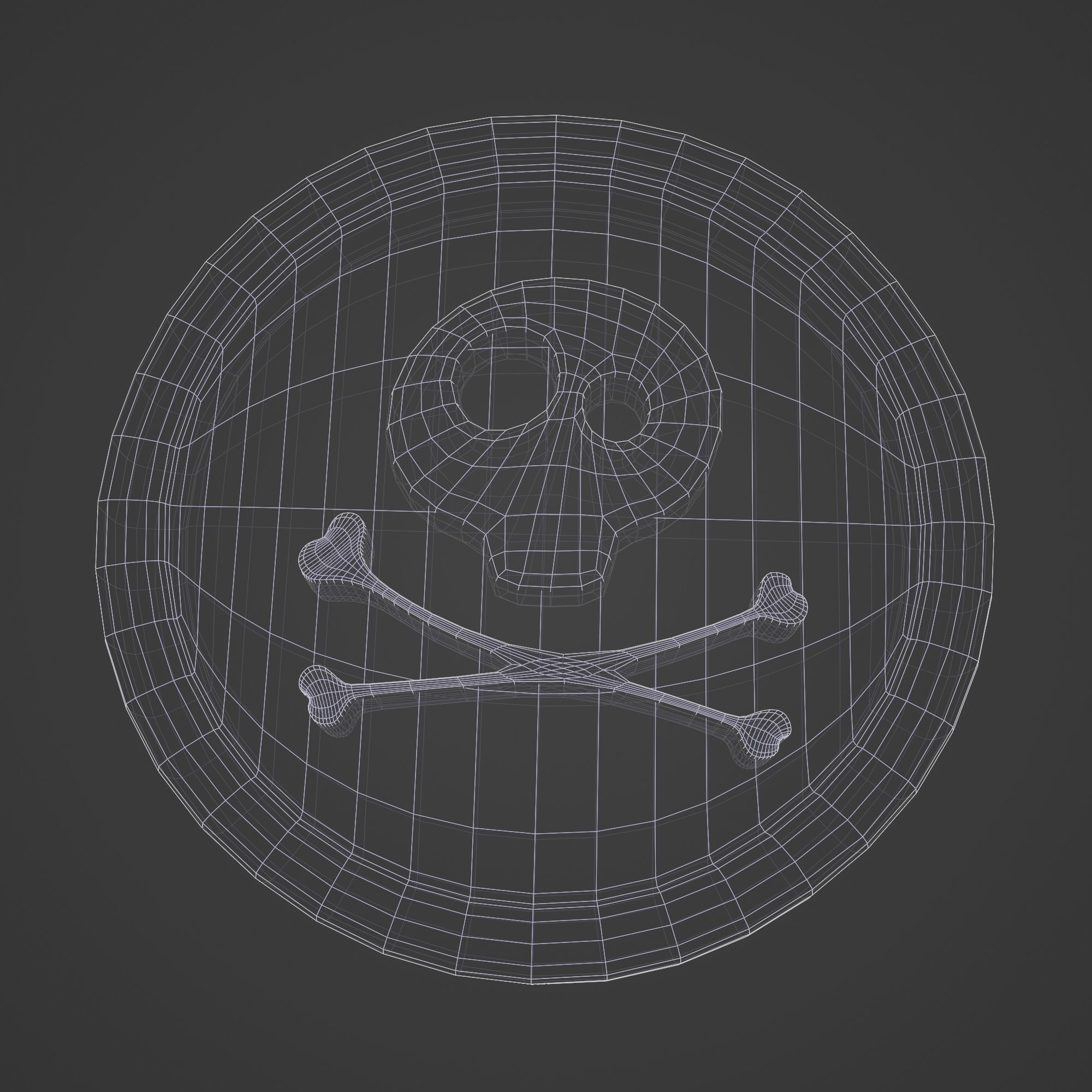 Coin with Pirate Sign as Skull and Bones Low-poly 3D model_8