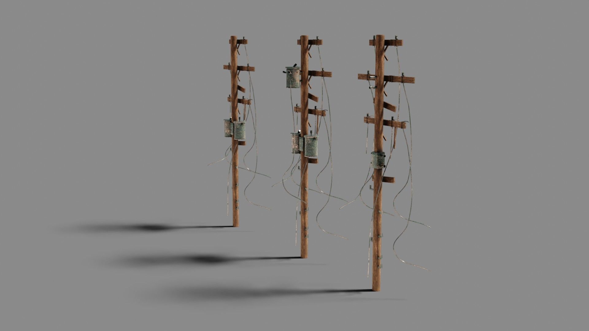 electrical poles with pbr textures Low-poly 3D model_1