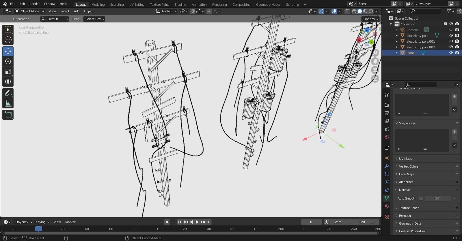 electrical poles with pbr textures Low-poly 3D model_7