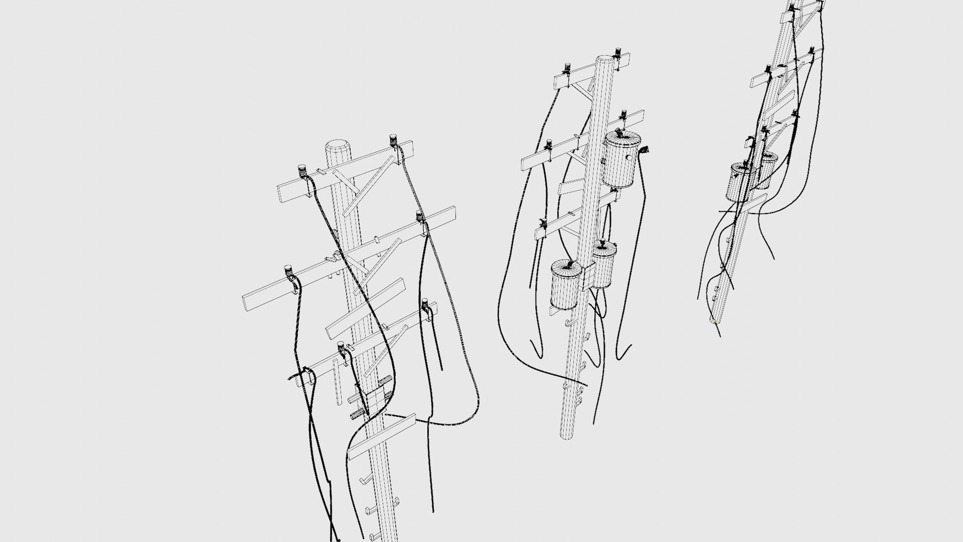 electrical poles with pbr textures Low-poly 3D model_6