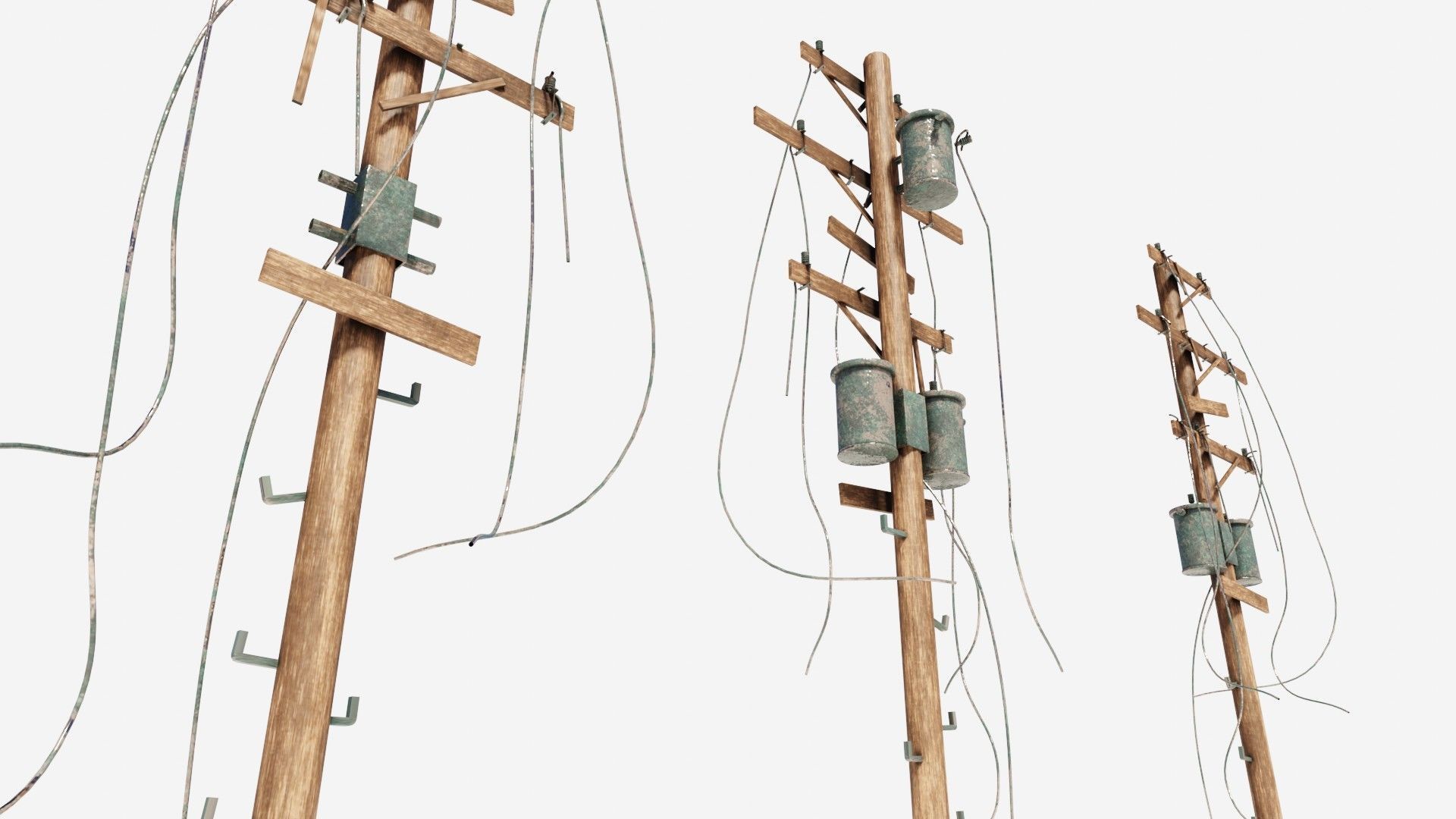electrical poles with pbr textures Low-poly 3D model_4