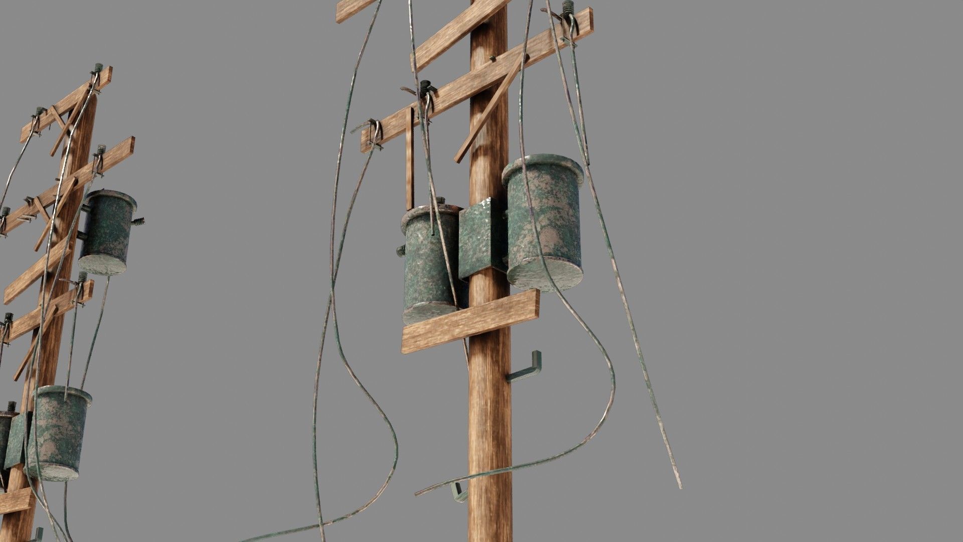 electrical poles with pbr textures Low-poly 3D model_2