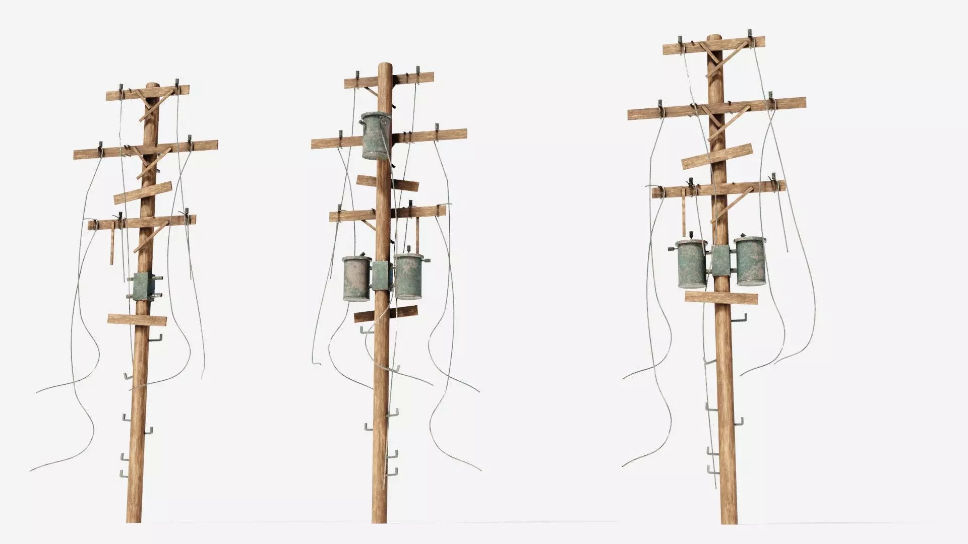 electrical poles with pbr textures Low-poly 3D model_0