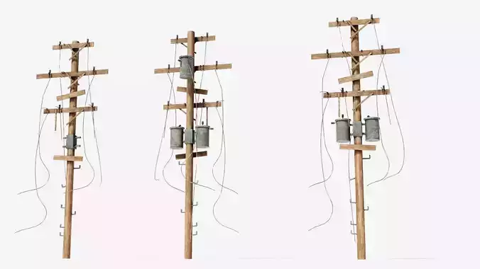 electrical poles with pbr textures