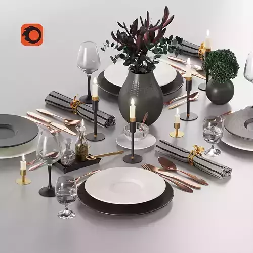 Tableware-3-Rock-dinnerware table setting with plates and silverware