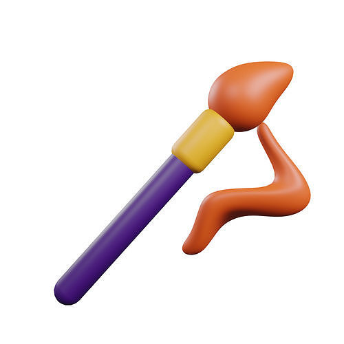 Brush or Design Tool Low-poly 3D model