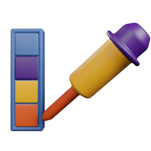 Color Pick Icon Low-poly 3D model